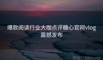 爆款阅读行业大咖点评糖心官网vlog震撼发布