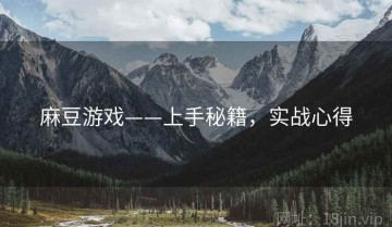 麻豆游戏——上手秘籍，实战心得