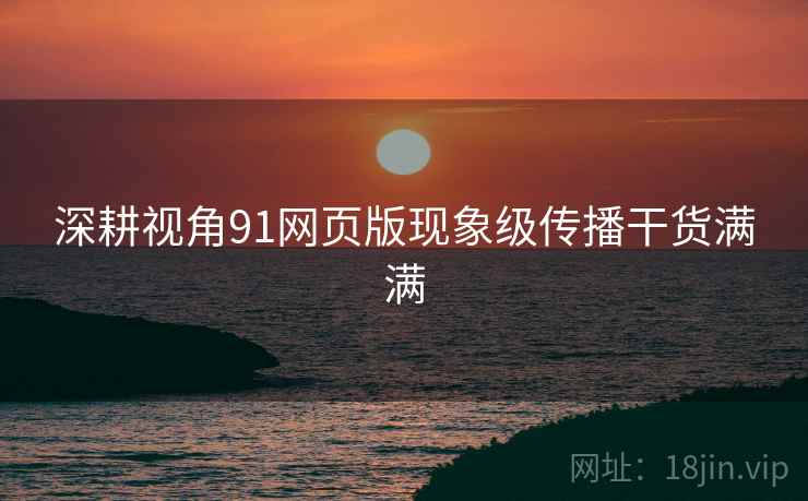 深耕视角91网页版现象级传播干货满满